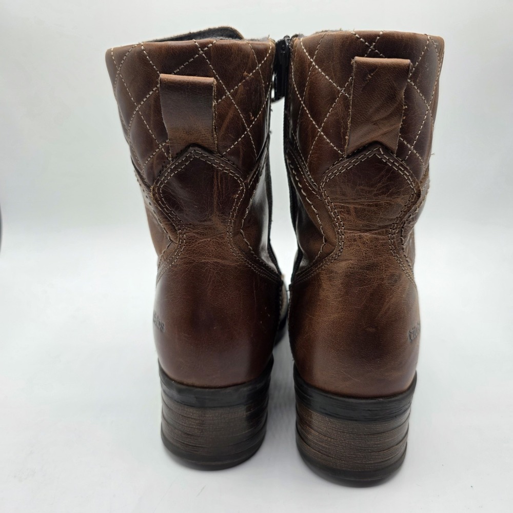 Taos Factor Boots Women SZ 6.5 EU37 Brown Leather Combat Utility Lace Up Heel - Picture 4 of 12